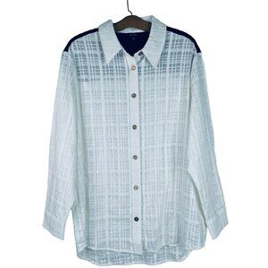 Saint & Sofia Button Down Shirt Long Sleeve Collared Striped Size 12 Minimalist